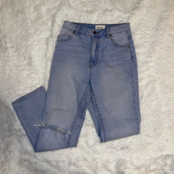 ROLLA’S High Rise Straight Distressed Jeans size 27 Light Wash - Picture 1 of 4